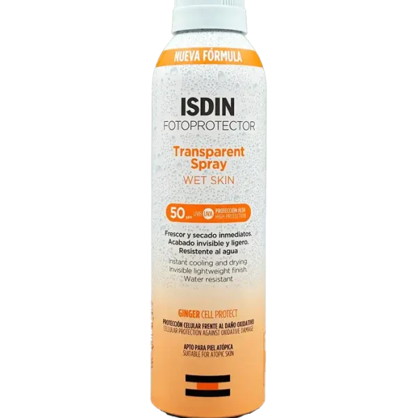 اسپری ضدآفتاب شفاف ایزدین مدل Wet Skin SPF 50