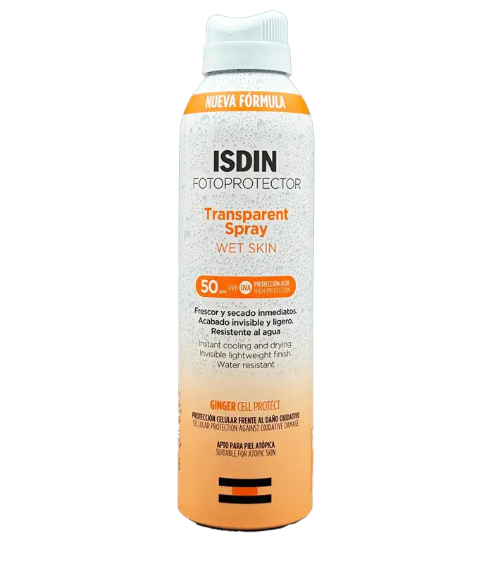 اسپری ضدآفتاب شفاف ایزدین مدل Wet Skin SPF 50