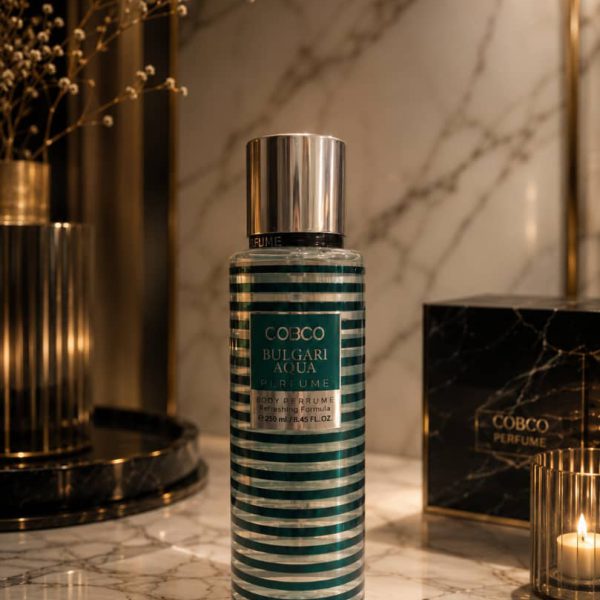 بادی اسپلش مدل BULGARI AQUA برند COBCO - حجم ۲۵۰ میلی‌لیتر | رایحه خنک، دریایی و اقیانوسی
